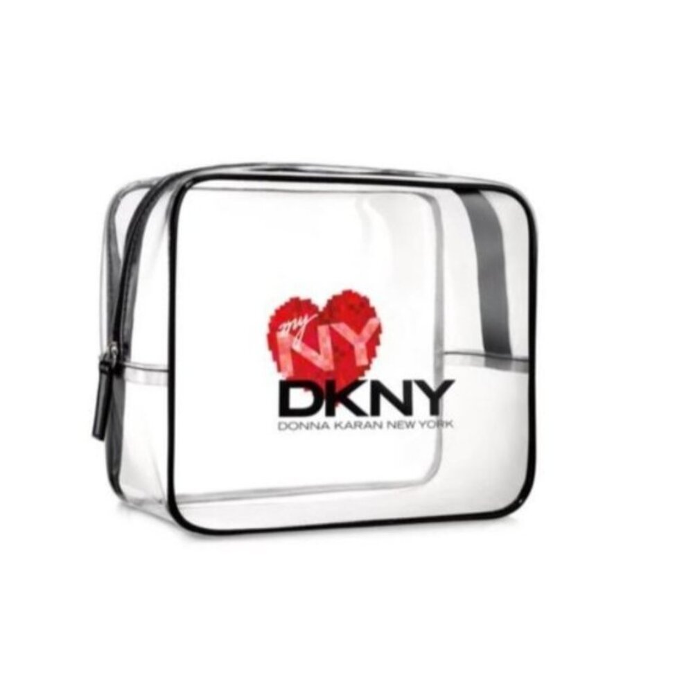 Donna Karan DKNY MYNY Clear Cosmetic Case Bag Perfume Red Heart GWP NWT